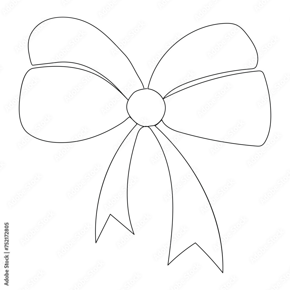 Fototapeta premium Continuous single One line ribbon banner hand drawn with single line art vector illustration