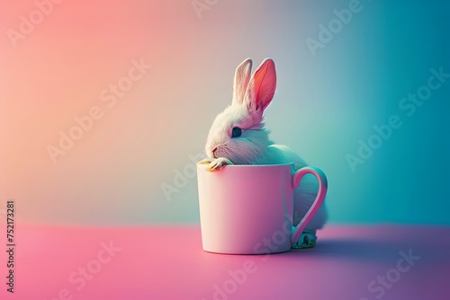 Petit lapin assis dans une boîte © Mykmicky