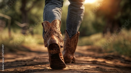 Image of man wearing cowboy boots.