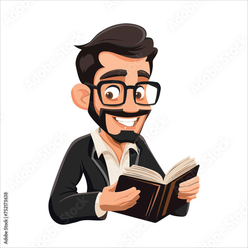 cartoon boy reading a book, cartoon characters vector image