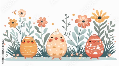 Cartoon small chick with fluffy feathers  standing in a row , displaying their cuteness and camaraderie. Generative AI