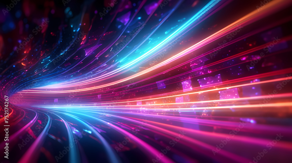 Glowing tunnel traffic, future technology speed line, using long exposure bold dynamic lines Glowing tunnel traffic, future technology speed line, using long exposure bold dynamic lines