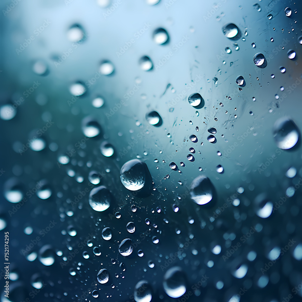 Macro shot of raindrops on a windowpane.