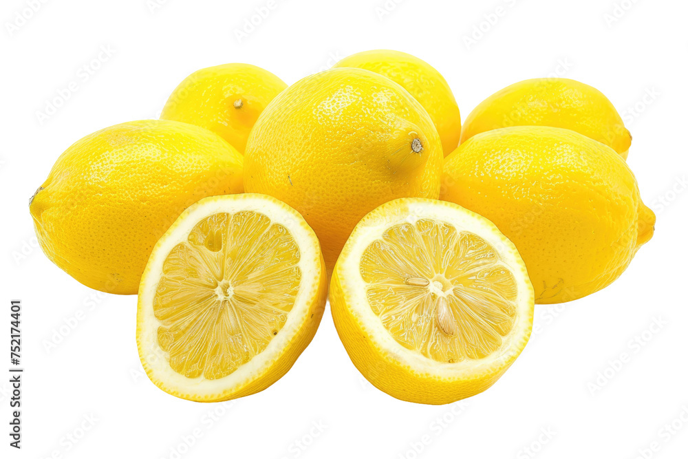 Ripe Yellow Lemons Isolated On Transparent Background
