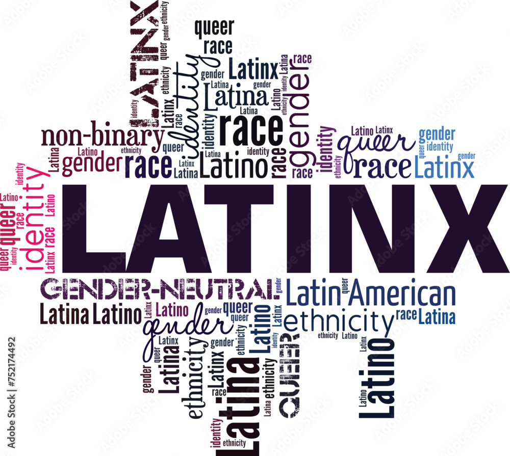 Latinx word cloud conceptual design isolated on white background. Latinx word cloud conceptual design isolated on white background.