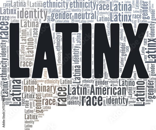 Latinx word cloud conceptual design isolated on white background.