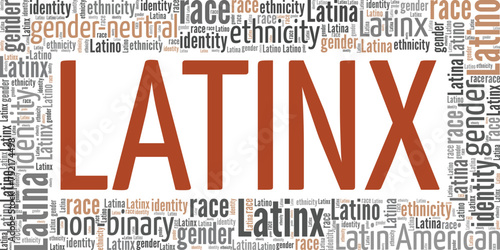 Latinx word cloud conceptual design isolated on white background.
