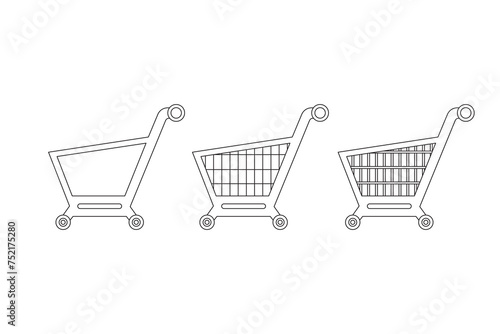 Hand drawn Kids drawing Cartoon Vector illustration set of trolley icon Isolated on White Background