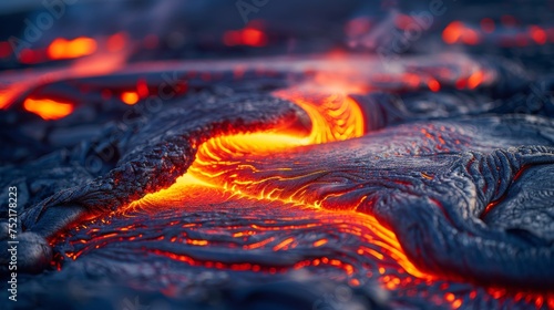 Lava Flow in the Ocean Close Up
