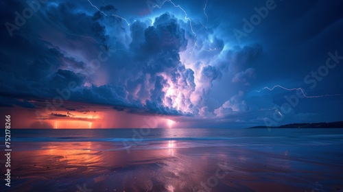 Lightning-Filled Cloud Over Water