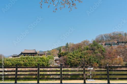 Obraz na płótnie Yeongnamnu traditional pavilion and Miryang River in Miryang, Korea w salonie