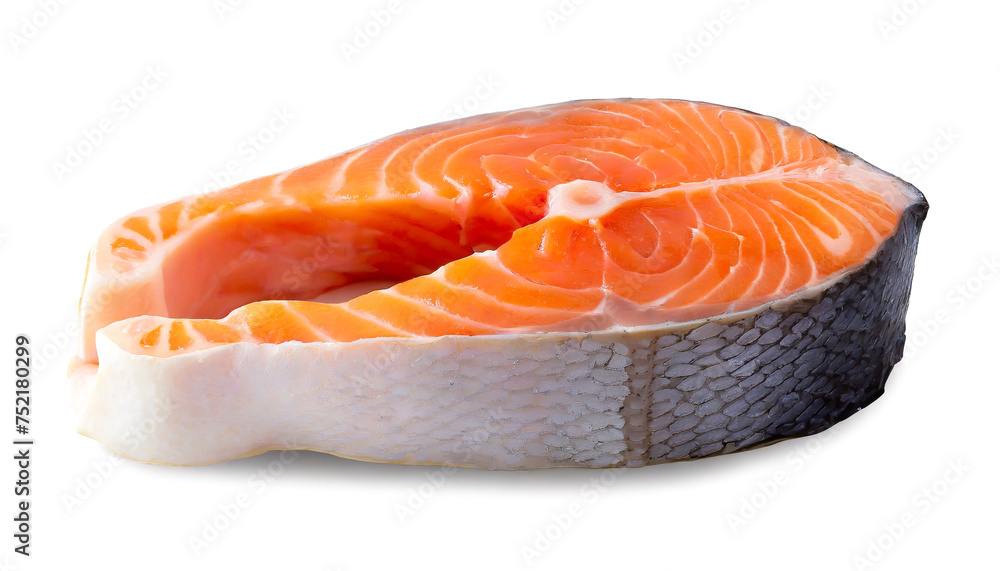 Salmon steak close-up isolated on white background Salmon steak close-up isolated on white background