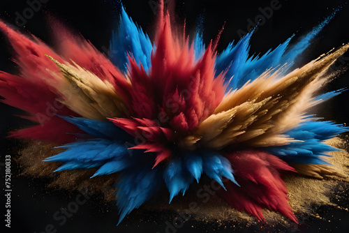 A  dynamic explosion of vivid muti colors glitter sand dust against a dark backdrop photo