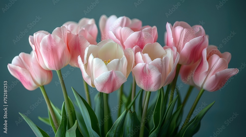 Solid color background, tulips Solid color background, tulips