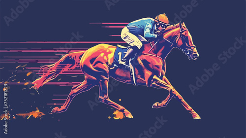 Horse racing Horse with jockey designed using dots pi