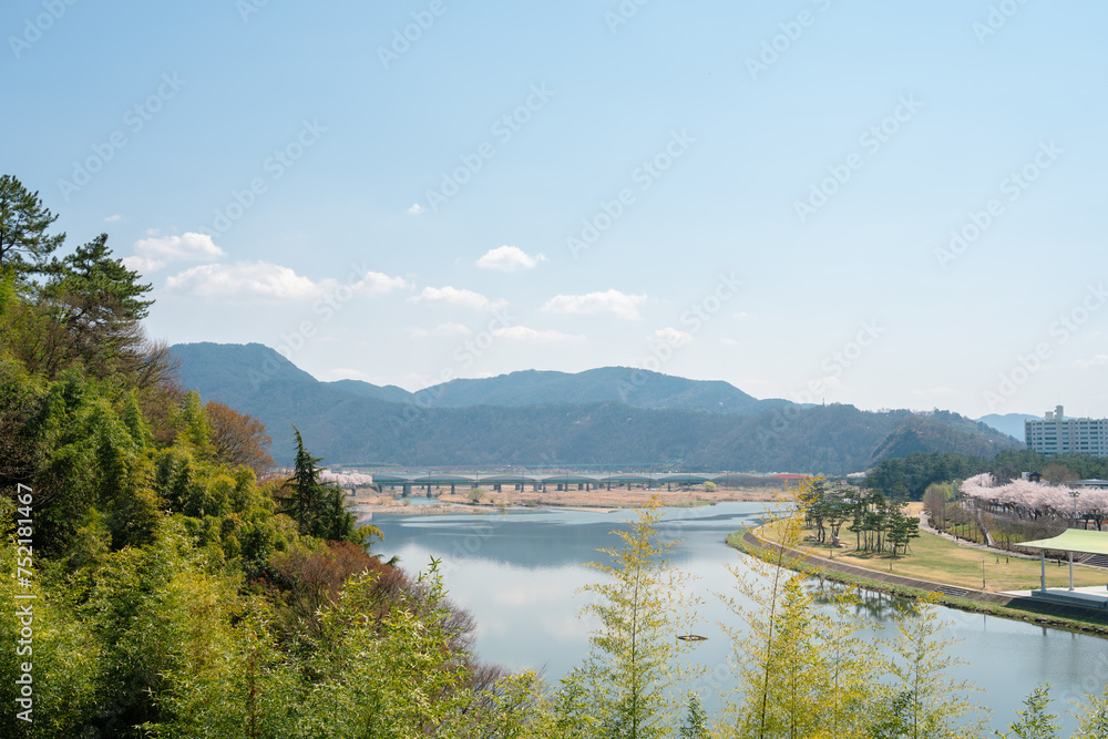 View of Miryang River park at spring in Miryang, Korea