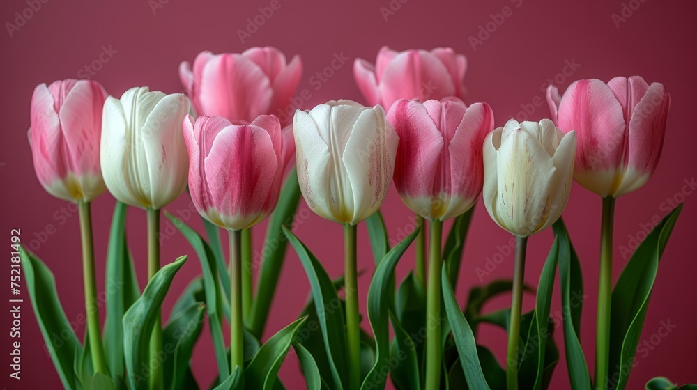 Solid color background, tulips 