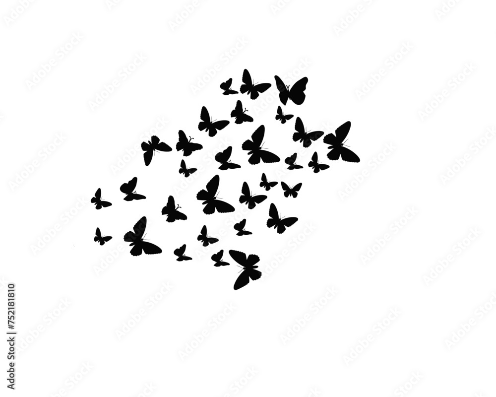 black butterfly shape icon vector