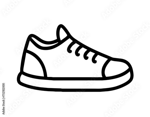 Linear icon classic low top sneakers with laces isolated. Casual trainers. Athletic shoe pictogram.