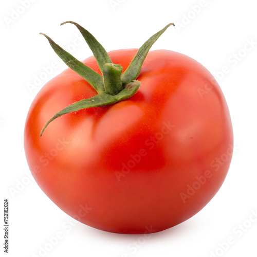 Whole red tomato isolated on white background
