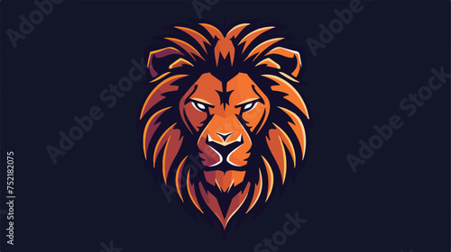 Lion head e sport gaming mascot logo design Flat vector