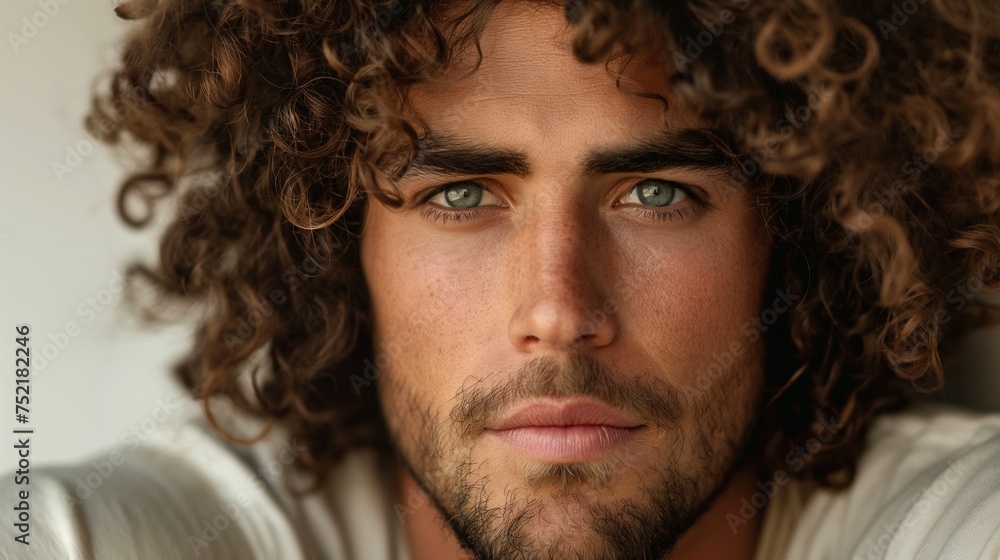 Man with luscious, curly hair. Man with luscious, curly hair.