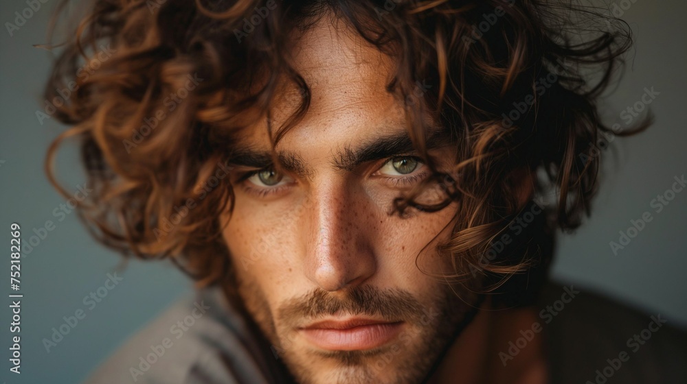 Man with luscious, curly hair. Man with luscious, curly hair.