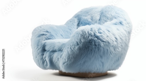 Luxurious blue fluffy chair.