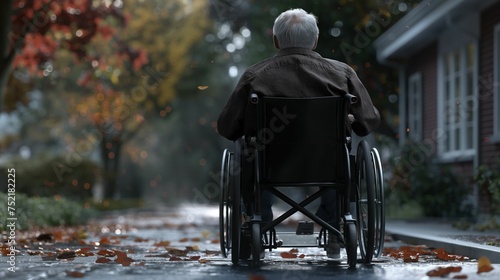Wallpaper Mural Man sitting in a wheelchair, viewed from the back. Torontodigital.ca