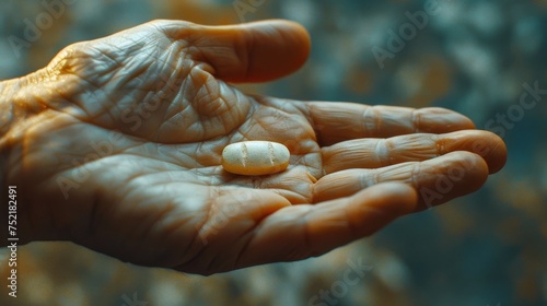 Person Holding Pill Close Up