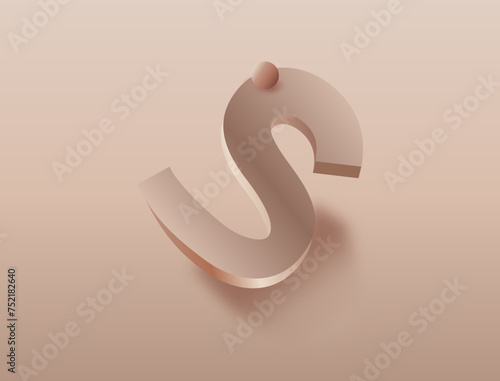 illustration of the letter S with a planet ball on it with mild shades in beige colours on beige background, simple lines
