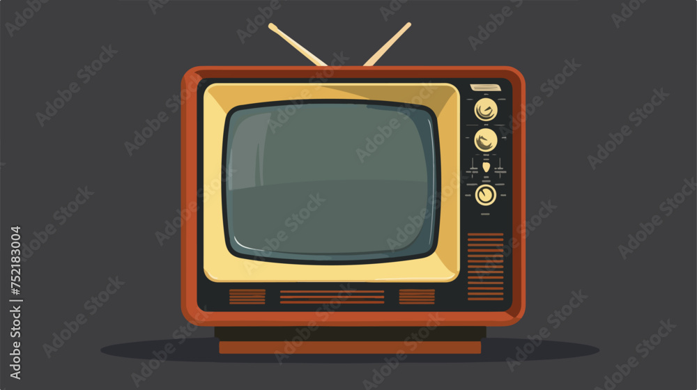 Old television isolated on Black background Flat vector
