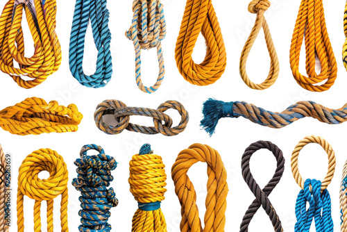 Collection of Various Ropes Isolated On Transparent Background photo