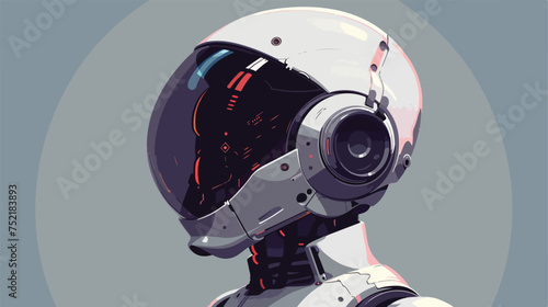 Robot in helmet .. Flat vector