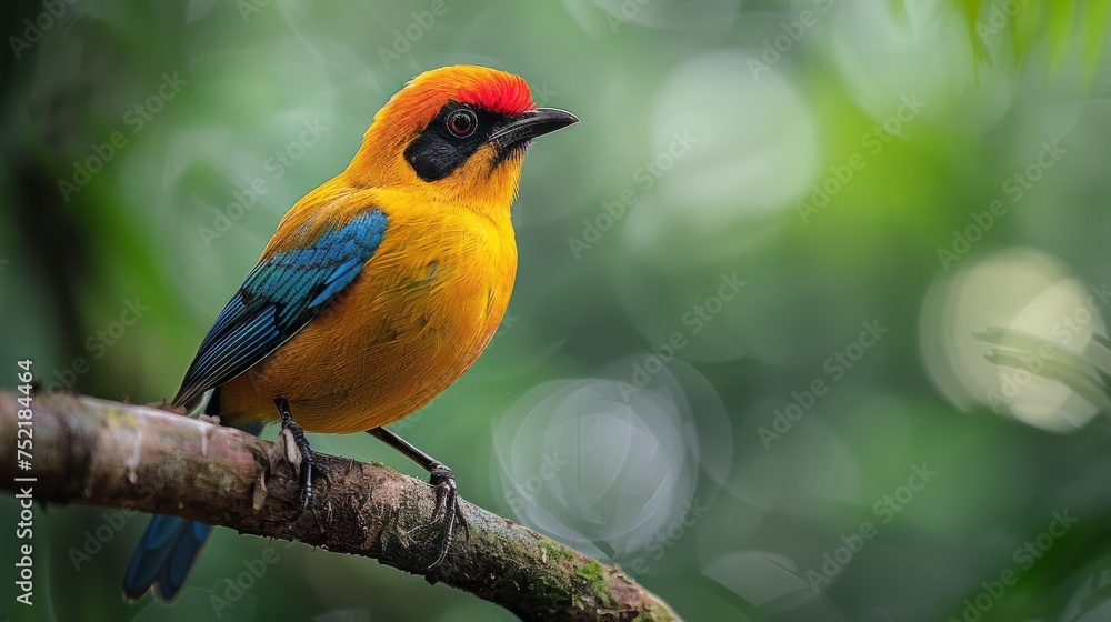 Obraz premium Colorful Bird Perched on Tree Branch