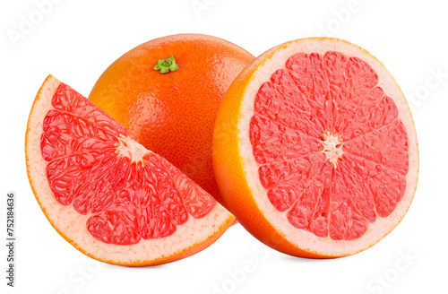 Fresh ripe grapefruits isolated on white. Citrus fruit