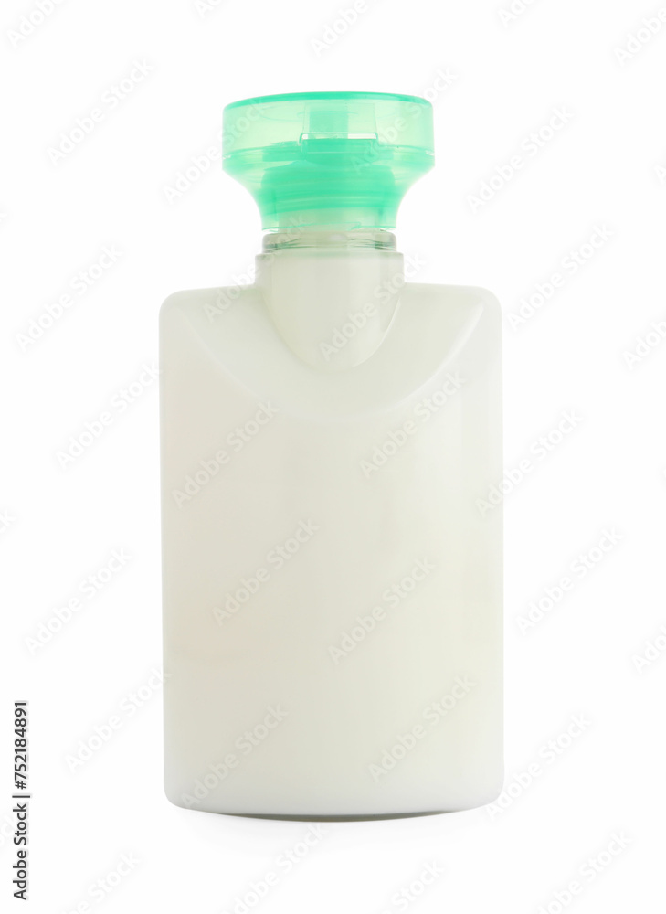 Mini bottle of cosmetic product isolated on white Mini bottle of cosmetic product isolated on white