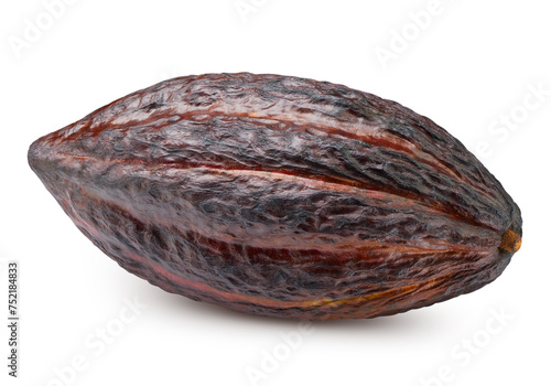 Cocoa pod on a white background. Cocoa pod isolated clipping path