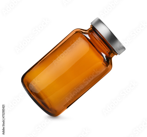 Blank glass pill bottle isolated on white