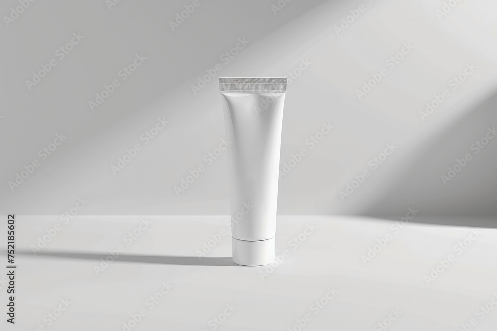 White tube for skin care cream mock-up, light grey background White tube for skin care cream mock-up, light grey background
