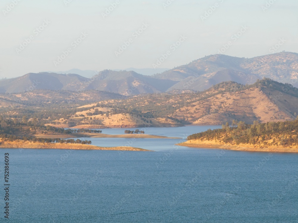 Aerial view of Don Pedro Lake Reservoir in California, USA