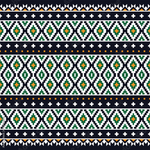 Geometric tribal ornament seamless pattern. Ethnic Aztec Navajo Native American style. Ethnic oriental vector illustration. Design textile, fabric, clothing, carpet, ikat, batik, background, wrapping.