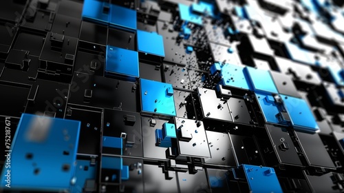 Vibrant 3d abstract background with bright black and blue tones for design projects
