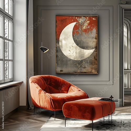 modern stylish living room interior design with wall art decoration