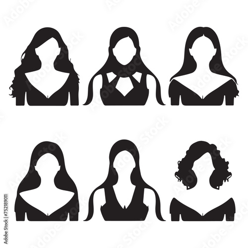 women silhouettes in different styles of dress and accessories vector