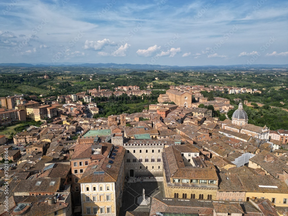 Scenic Perugia skyline from castle on sunny day in Italy