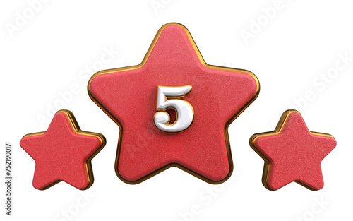 3 stars  the center one is bigger for winners in glitter with white and gold number