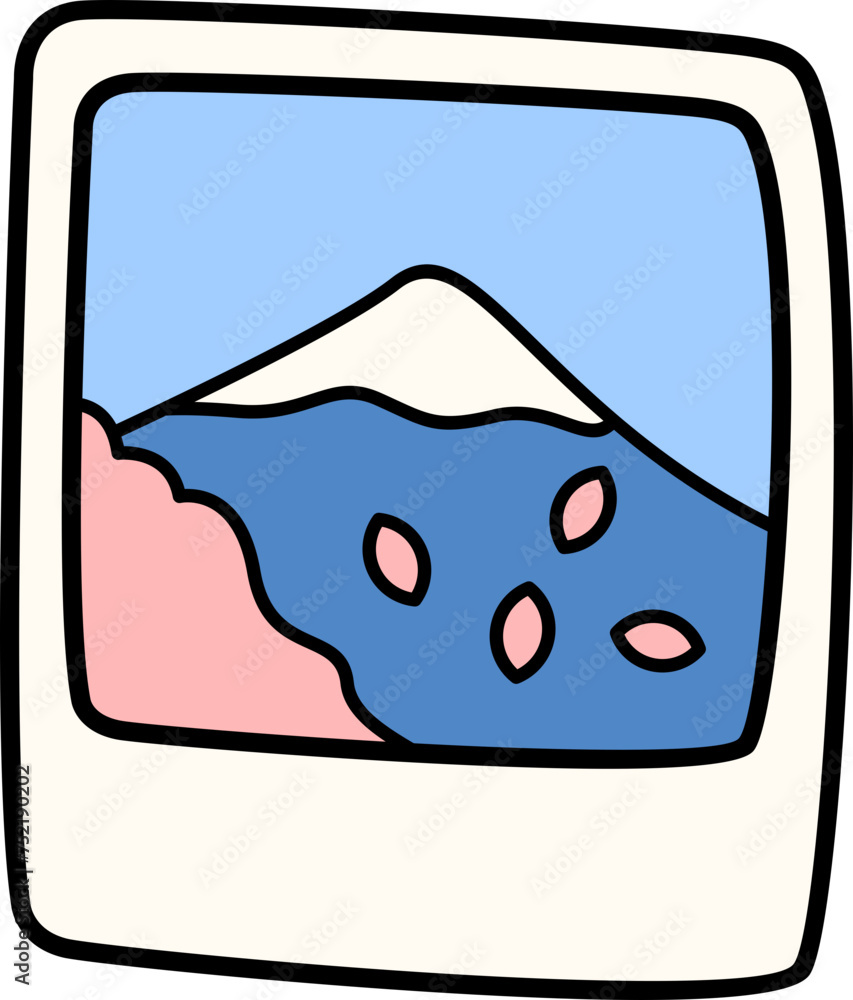 Hand Drawn Polaroid Landscape View Illustration Hand Drawn Polaroid Landscape View Illustration