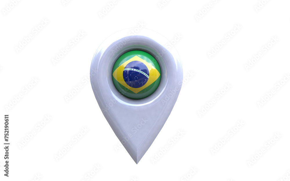Location icon in 3d with the country flag Brazil