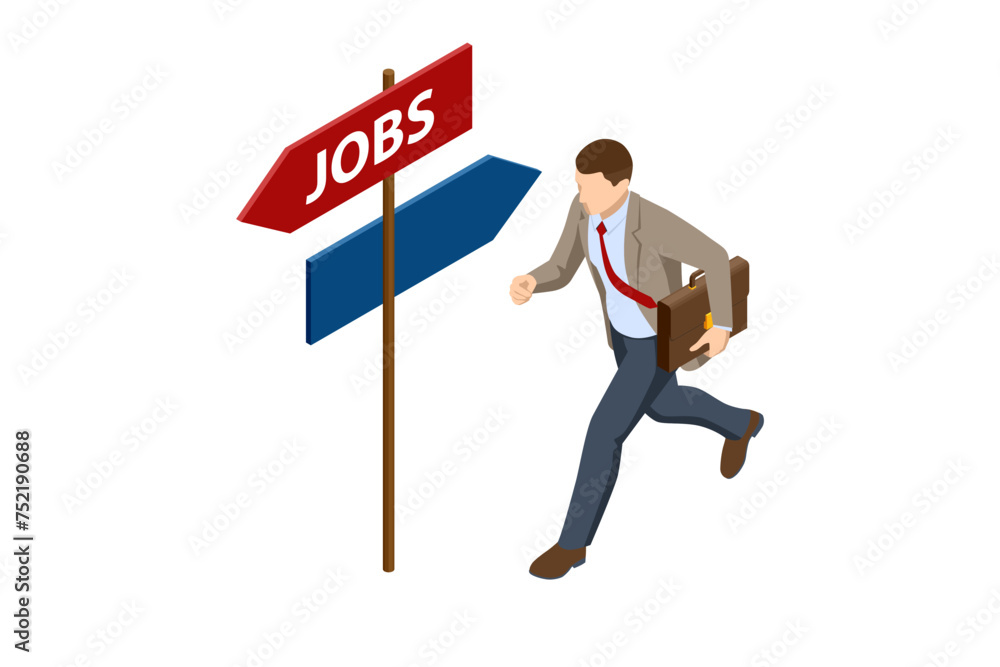 Isometric job search, CV, hiring and recruitment. Job interview, recruitment agency Personal Data Information App, Identity Private. Digital Data Secure Banner.